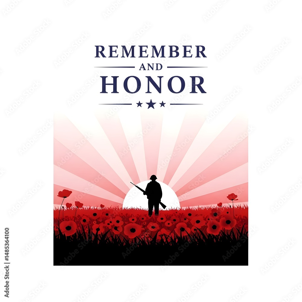 Naklejka premium Memorial Day flyer, greeting card, backdrop. Commemorate and pay tribute. Vector art