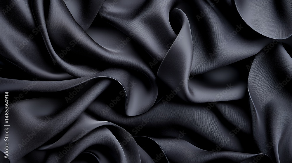 Obraz premium Black Silk Fabric Texture Background