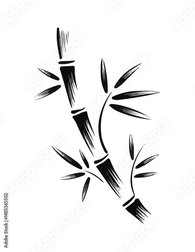 Elegant black and white bamboo stalk vector illustration for calm and zen designs