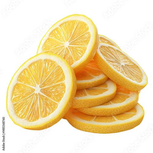 Lemon Slices Splashing, Citrus Burst, Fresh Fruit, Yellow Slices, Juicy Citrus, Summer Drink, Vitamin C, Natural Refreshment, Bright Food Art, Transparent Background
