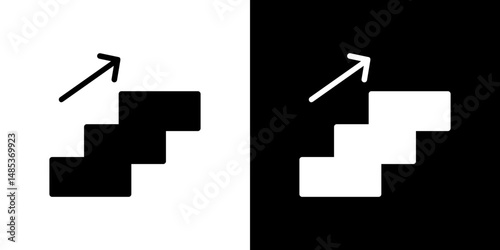 Next steps icon flat vectors set. black and white