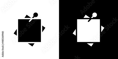 Sticky note icon flat vectors set. black and white