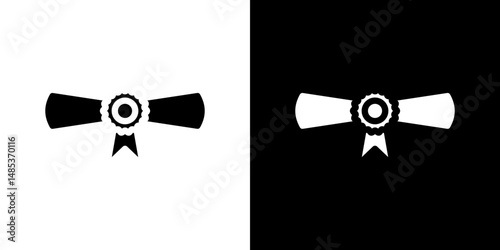 Diploma icon flat vectors set. black and white