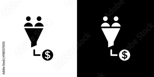 sales conversion icon flat vectors set. black and white