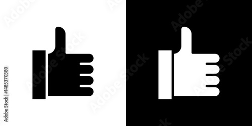 thumbs up icon flat vectors set. black and white