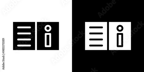 guide book icon flat vectors set. black and white