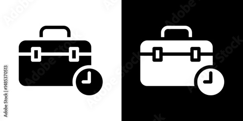 Work experience icon flat vectors set. black and white