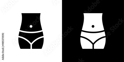 Weight loss icon flat vectors set. black and white