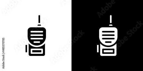 Walkie talkie icon flat vectors set. black and white