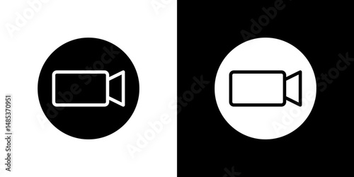 Video call icon flat vectors set. black and white