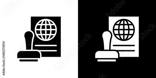 Visa icon flat vectors set. black and white