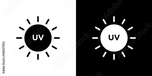 UV icon flat vectors set. black and white