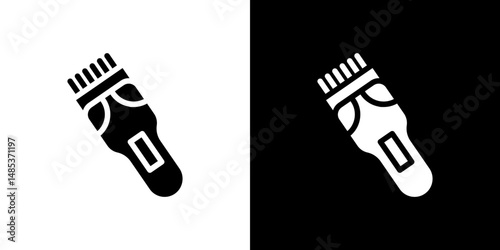 Trimmer icon flat vectors set. black and white
