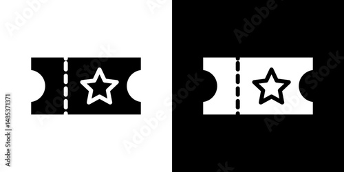 Ticket stub icon flat vectors set. black and white