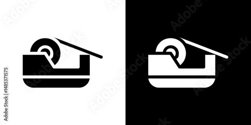 Tape dispenser icon flat vectors set. black and white