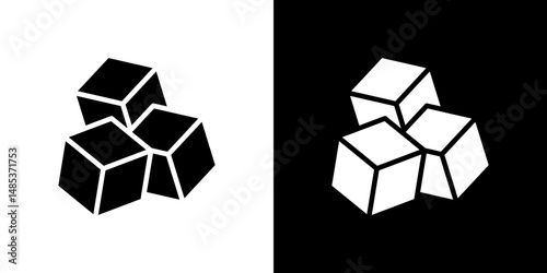 Sugar icon flat vectors set. black and white