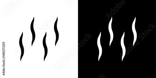 Smoke steam silhouette icon flat vectors set. black and white