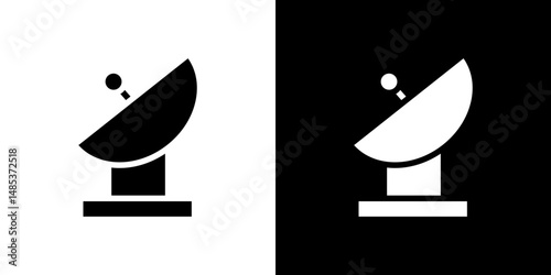 Satellite dish icon flat vectors set. black and white