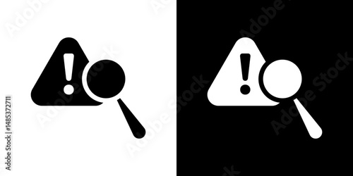 Risk analysis icon flat vectors set. black and white