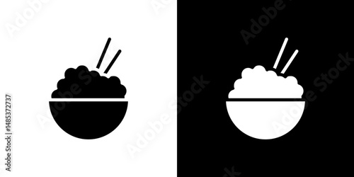 Rise Bowl icon flat vectors set. black and white