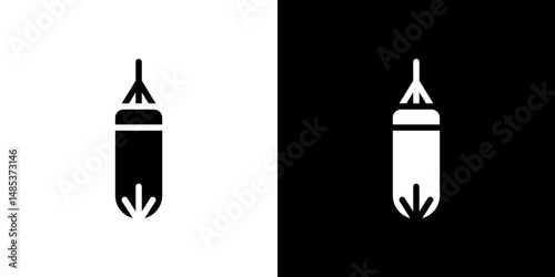 Punching bag icon flat vectors set. black and white