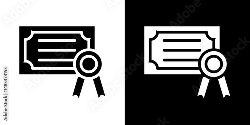 Qualification icon flat vectors set. black and white