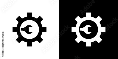 Project Development icon flat vectors set. black and white