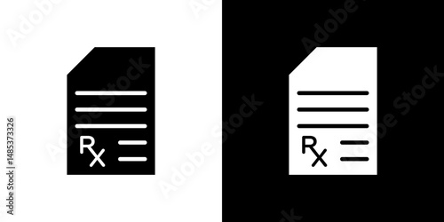 Prescription icon flat vectors set. black and white