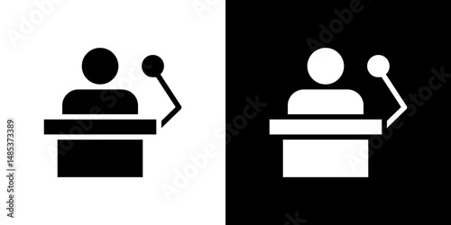 Politician speaker icon flat vectors set. black and white