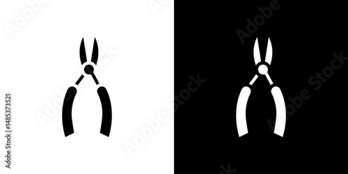 Pliers icon flat vectors set. black and white