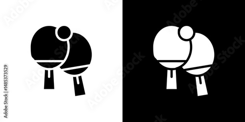Ping pong icon flat vectors set. black and white