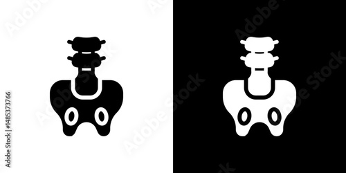 Pelvic area icon flat vectors set. black and white