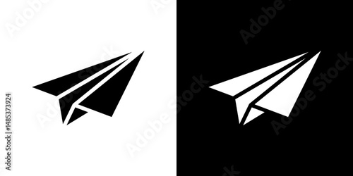Paper plane icon flat vectors set. black and white