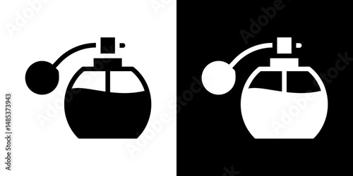 Parfum icon flat vectors set. black and white