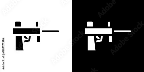 Paintball gun icon flat vectors set. black and white