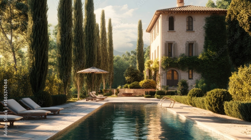 Obraz premium Tuscan villa poolside