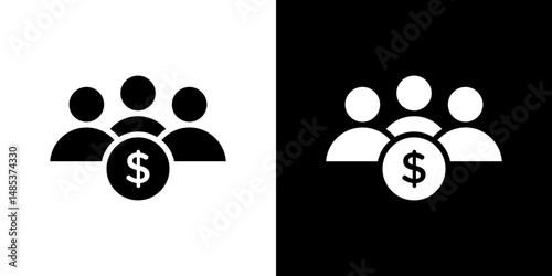 Mutual funds icon flat vectors set. black and white