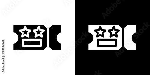 Movie ticket icon flat vectors set. black and white