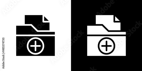 Medical history icon flat vectors set. black and white