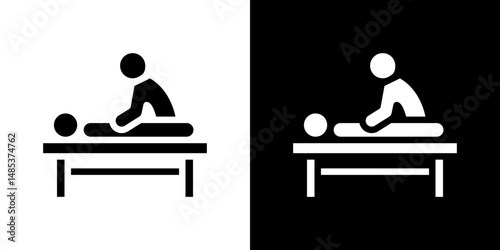 Massage icon flat vectors set. black and white