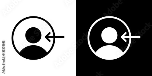 Login icon flat vectors set. black and white