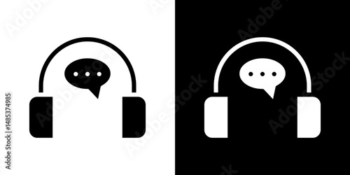 Live chat icon flat vectors set. black and white