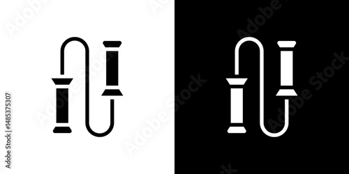 Jump rope icon flat vectors set. black and white
