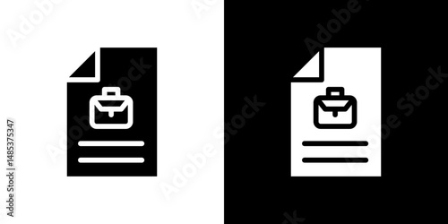 Job description icon flat vectors set. black and white