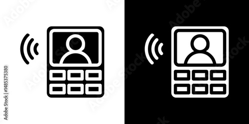 Intercom icon flat vectors set. black and white