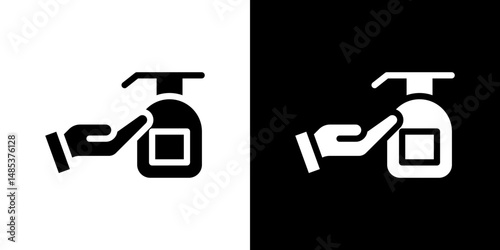 Hand wash icon flat vectors set. black and white