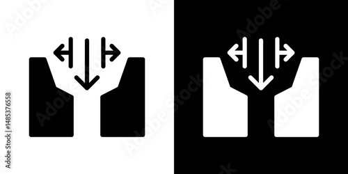 Gap icon flat vectors set. black and white