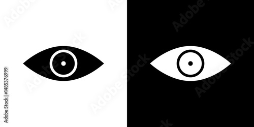 Eye icon flat vectors set. black and white