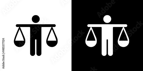 Ethics icon flat vectors set. black and white