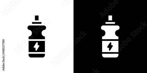 Energy drink icon flat vectors set. black and white